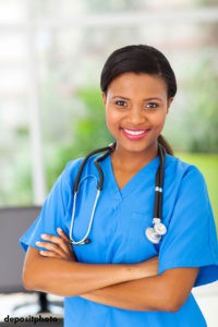 female nurse looking at the camera, smiling