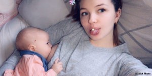 Shanice nursing her baby