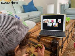 Child video chatting with friends