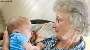 Grandmother holding baby