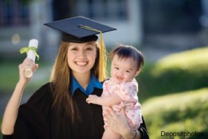 Graduation picture mother wit baby