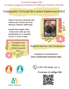 Spanish 2022 Virtual Breastmilk Drive flyer